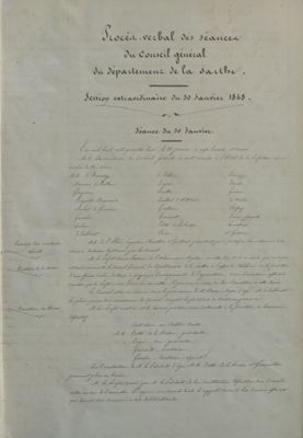 Registre de délibérations du Conseil général de la Sarthe, 1848 (Archives départementales de la Sarthe, 1 N 96)