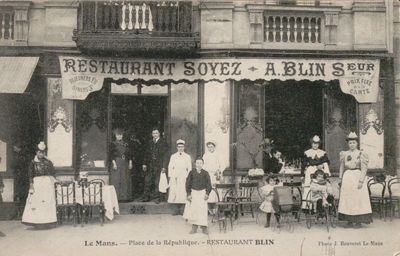 Restaurant Blin, carte postale, Jules Bouveret photographe, Le Mans, début du XXe siècle (Archives départementales de la Sarthe, 2 Fi 4774).jpg