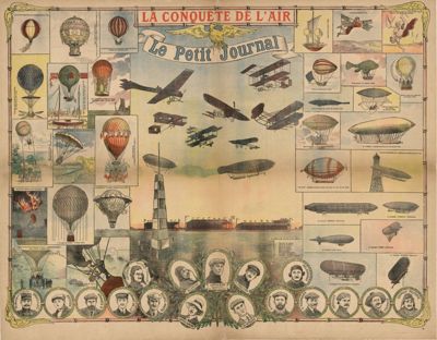 « La conquête de l'air », lithographie de Charaire extraite du Petit Journal, 1909 (Archives départementales de la Sarthe, 8 Fi 1585).jpg