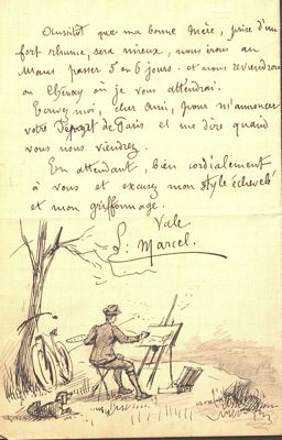 dessin à la plume par L. Marcel, fin du XIXe siècle (Archives départementales de la Sarthe, fonds Chappée, 6 J 10).jpg