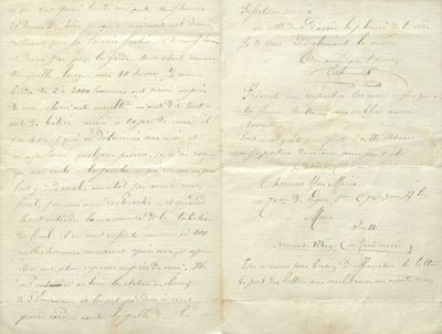 lettre du soldat Yves Marie Thomas adressée à Henry Rault Maisonneuve, 6 septembre 1870 (Archives départementales de la Sarthe, 1 J 200)