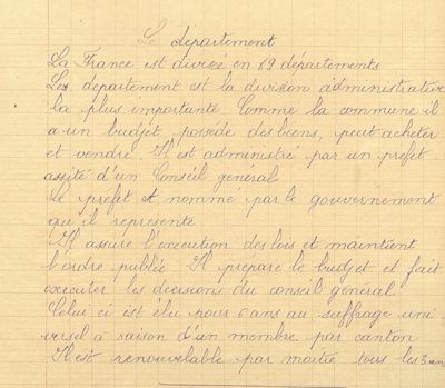Cahier d'instruction civique, 1924-1925 (Archives départementales de la Sarthe, 1 J 1159)
