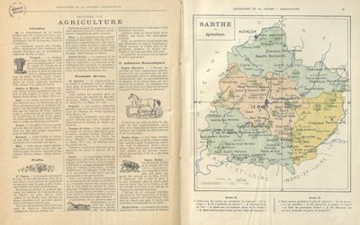 Jules Vallée, Géographie-Atlas du département de la Sarthe, Le Mans, Librairie et imprimerie Ernest Lebrault, 1890 (Archives départementales de la Sarthe, 13 F 1042)
