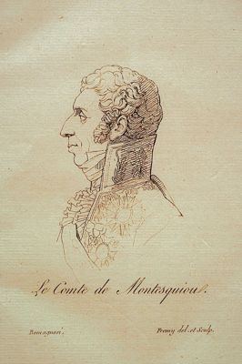 Portrait d'Anatole de Montesquiou, dessiné et gravé par Fremy d'après un buste sculpté par Louis-Alexandre Romagnesi, années 1830 (Archives départementales de la Sarthe, 3 Fi 524)