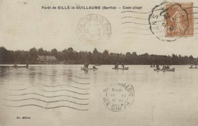 Forêt de Sillé-le-Guillaume. Coco-Plage, carte postale, cliché Broux, début du XXe s. (Archives départementales de la Sarthe, 21 Fi 771).jpg
