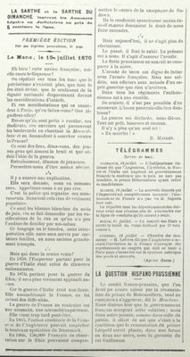 La Sarthe, extrait du numéro du 16 juillet 1870 (Archives départementales de la Sarthe, Per 293).jpg
