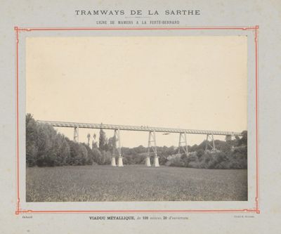 viaduc de Dehault sur la ligne de la Détourbe à La Ferté-Bernard, photographie, cliché E. Guittet, début du XXe siècle (Archives départementales de la Sarthe, 5 S 605).jpg