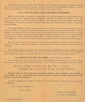 Profession de foi de la comtesse Renée Armand, Jouen-Martin imprimeur, Le Mans, 1945 (Archives départementales de la Sarthe, 1 J 1207).jpg