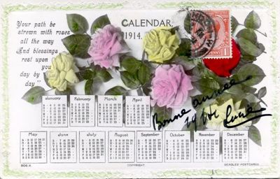 Calendar 1914, carte postale, Beagles postcards éditeur, 1914 (Archives départementales de la Sarthe, 2 Num 38_168).jpg