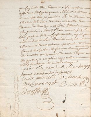 minute notariale du Mans, étude de maître Nicolas Brossier, 23 février 1712 (Archives départementales de la Sarthe, 28 J 215).jpg